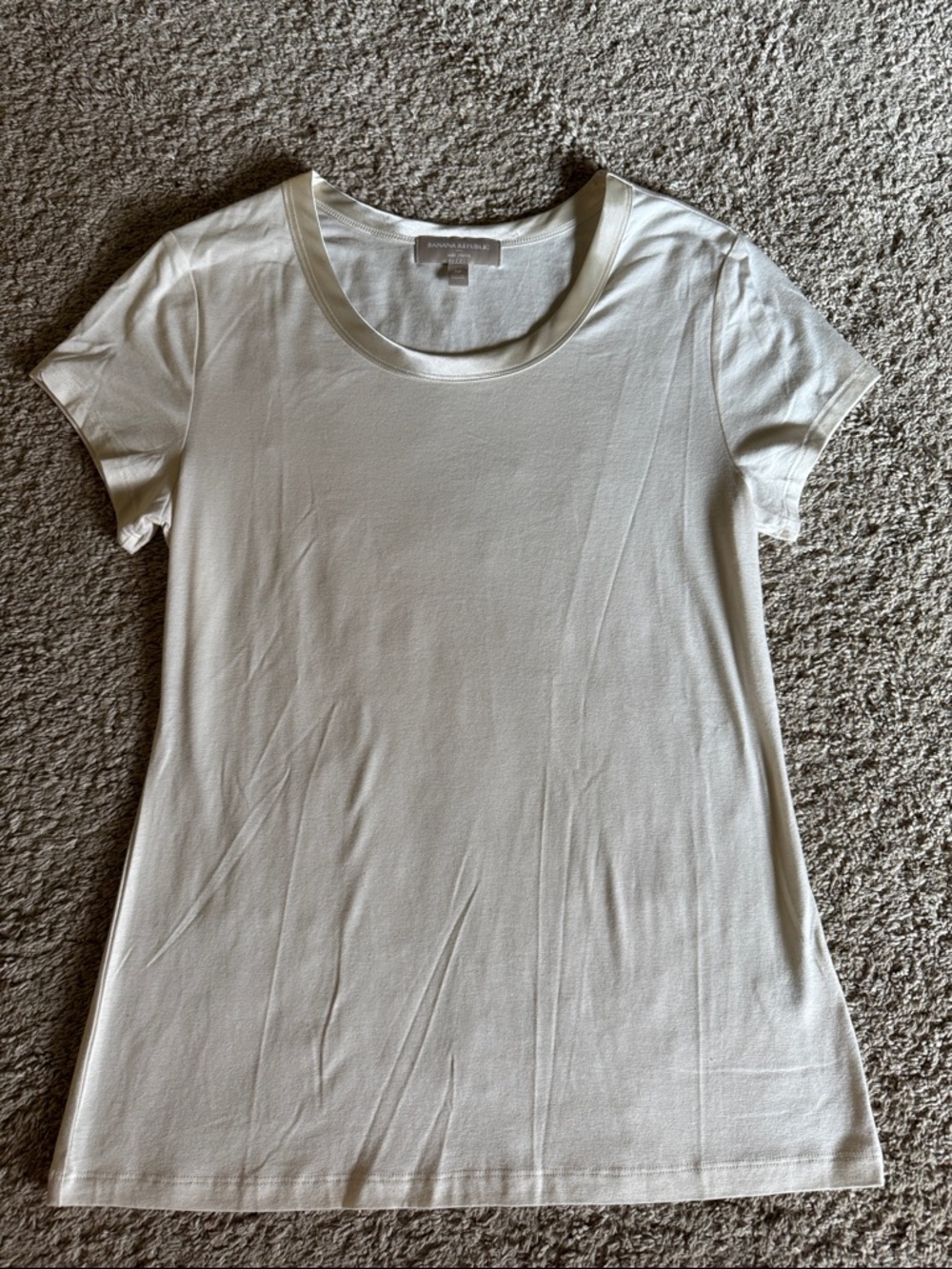 Banana Republic Cream Short Sleeve Scoop Neck Tee - Neutral Ivory